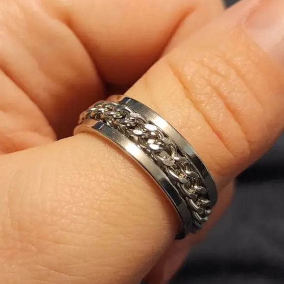 New 8mm Stainless steel rotating fidget spinner ring size 7 to 12 other … - Picture 3 of 7
